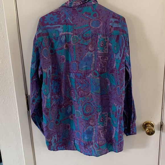 In Private vintage 90s bold print long sleeve silk blouse size medium - Picture 6 of 7